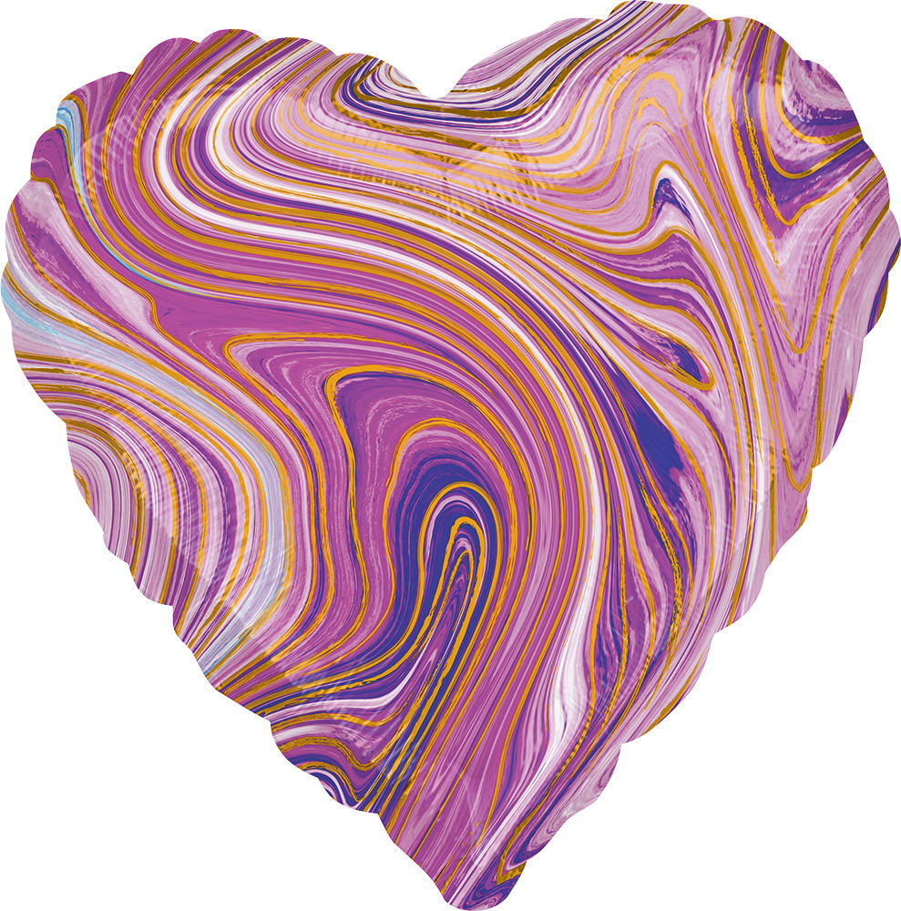 Marblez Heart Shape Foil Purple - 17 in.