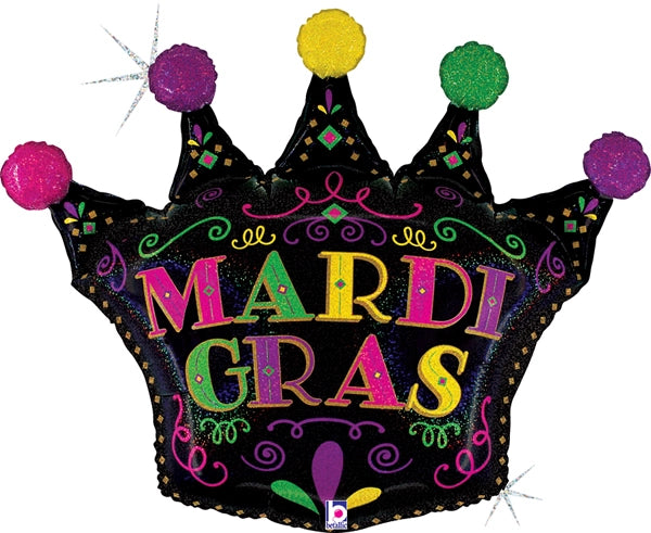 Mardi Gras Filigree Crown Foil Balloon 30 in.