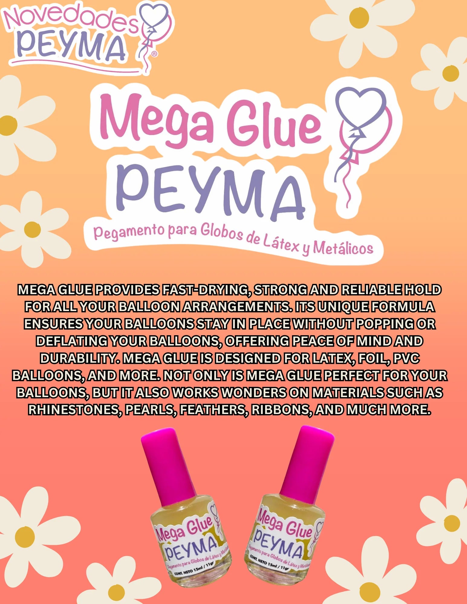 Mega Glue Large Squeeze Bottle - Novedades Peyma (4.22 Fl Oz.)