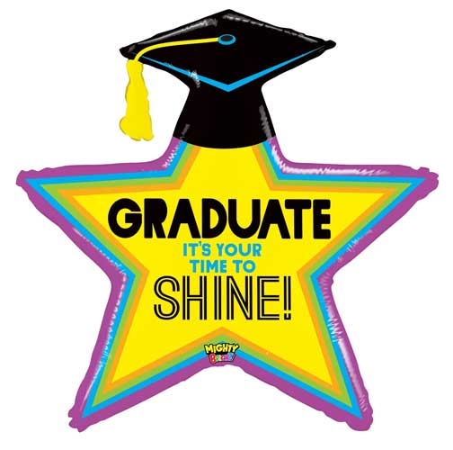 Mighty Bright Star Grad Non-Foil Balloon 39 in.