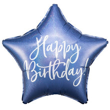Load image into Gallery viewer, Happy Birthday Navy Blue Star Foil Balloon 18 in. - PartyDeco USA