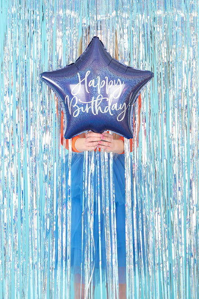 Happy Birthday Navy Blue Star Foil Balloon 18 in. - PartyDeco USA