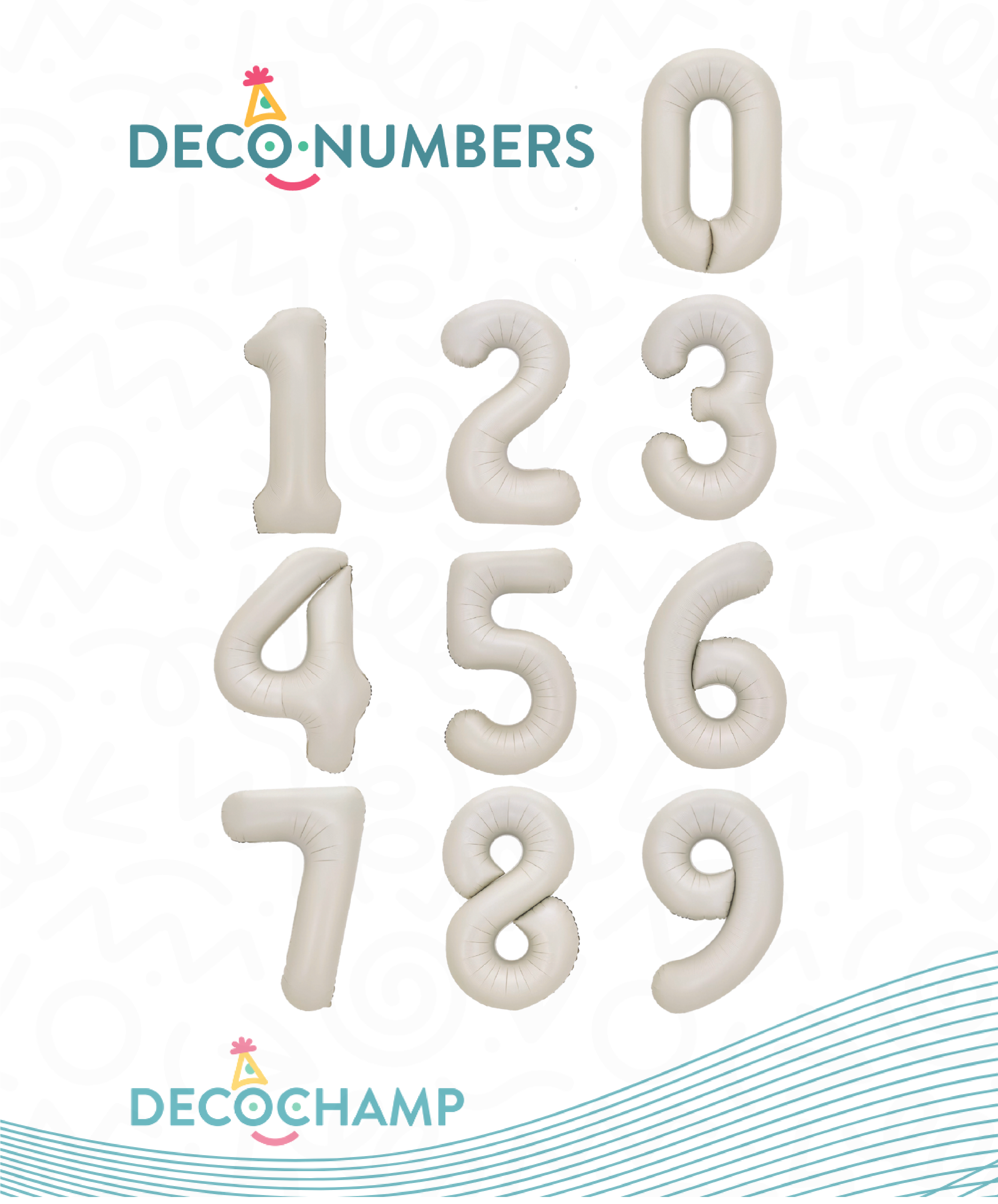 DecoChamp Latte Foil Number Balloons (0 to 9) - 34 in.