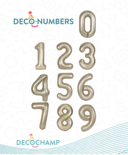 Load image into Gallery viewer, DecoChamp Champagne Gold Foil Number Balloons (0 to 9) - 34 in.