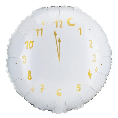 Globo de aluminio con forma de reloj blanco de 18 pulgadas.