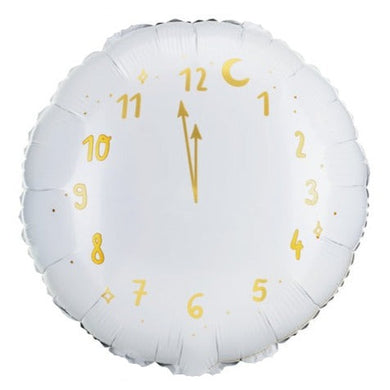 White Clock Foil Balloon 18 in.