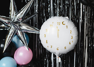White Clock Foil Balloon 18 in.