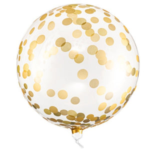Gold Confetti Bubble Balloon 16 in.