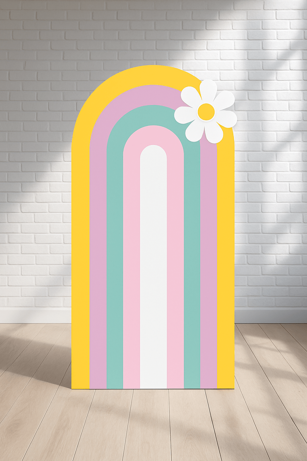 Pastel Color Arch with Daisy Flower Backdrops by theme