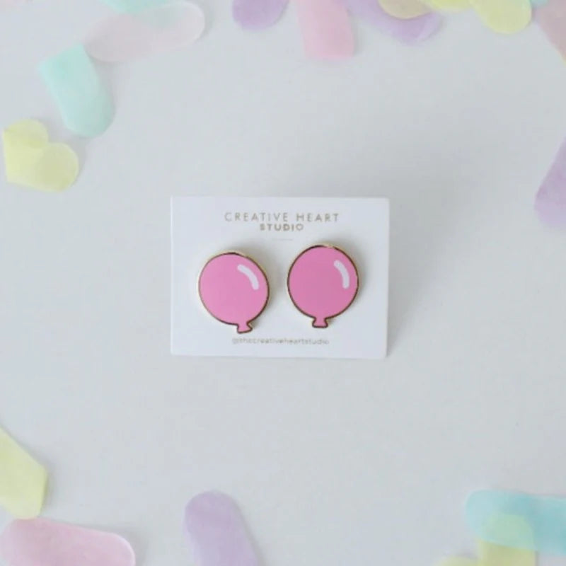 Balloon Shaped Earrings - Pink