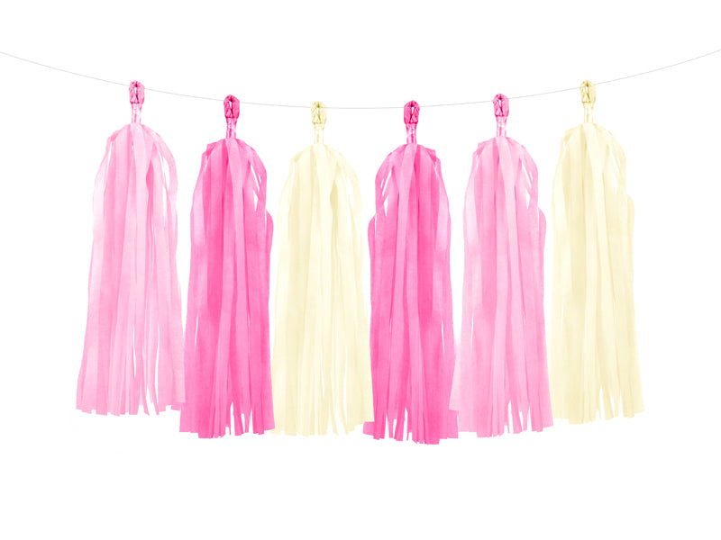 Tassel Garland Pinks/Cream 5 ft.  - PartyDeco USA