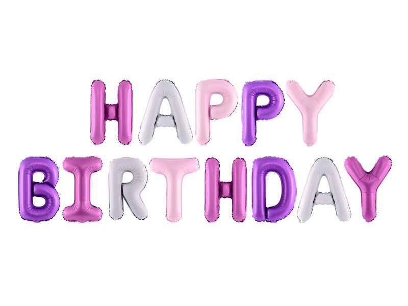 Purple Mix Happy Birthday Banner Foil Balloon 134 in.