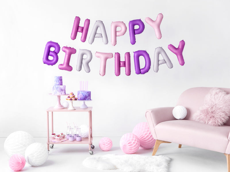 Purple Mix Happy Birthday Banner Foil Balloon 134 in.