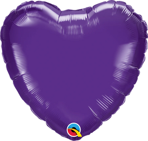 Papel de aluminio sólido en forma de corazón, color morado, 18 pulgadas