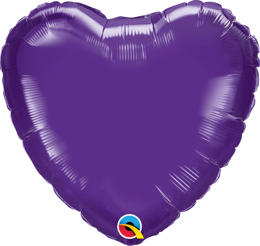 Papel de aluminio sólido en forma de corazón, color morado, 18 pulgadas