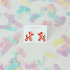 Balloon Dog Shaped Earrings - Red