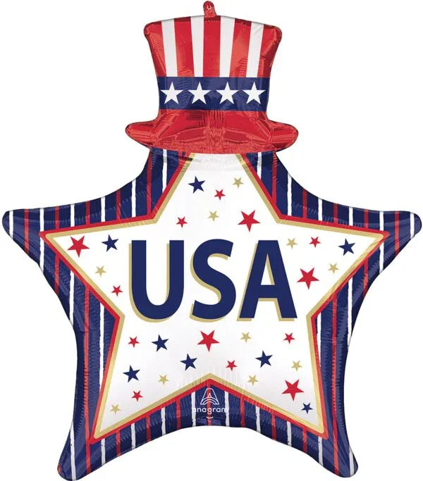 Satin USA Stars & Stripes Foil Balloon 30 in.