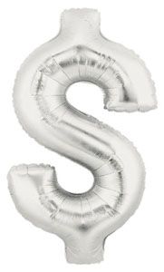 Silver Money $ Sign Foil Balloon 40 in.