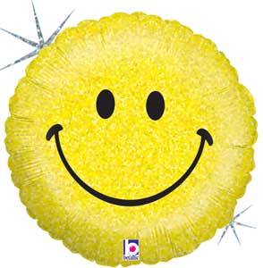 Smiley Face Holographic Foil Balloon 18 in.