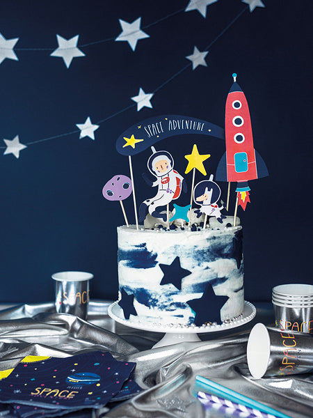 Adorno para tarta con temática espacial, 7 piezas, PartyDeco USA