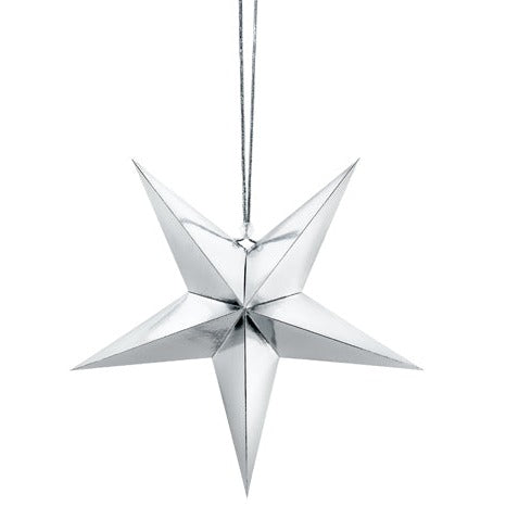 Silver Paper Star Decoration 12 in. PartyDeco USA