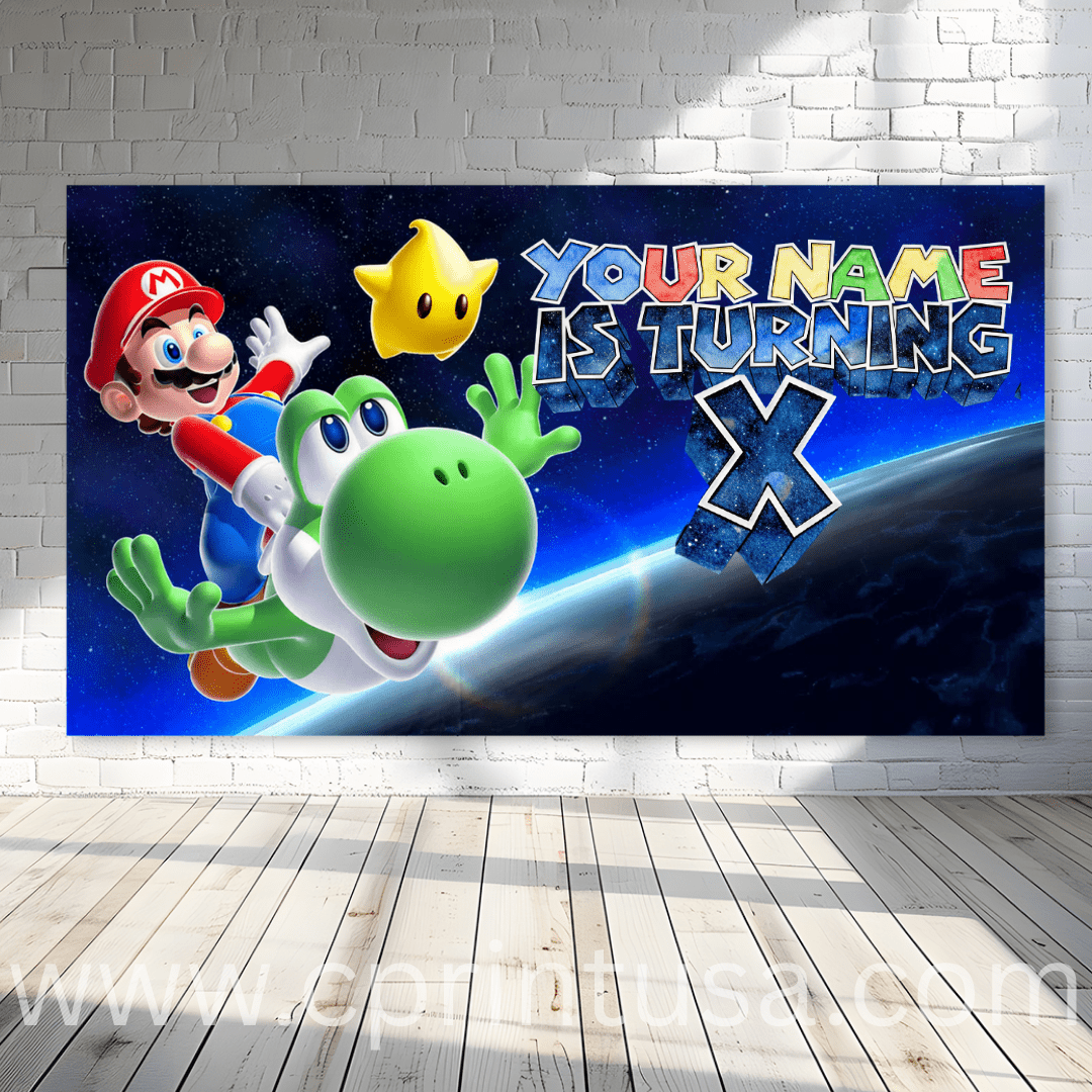 Super Mario Galaxy Custom Name Backdrop
