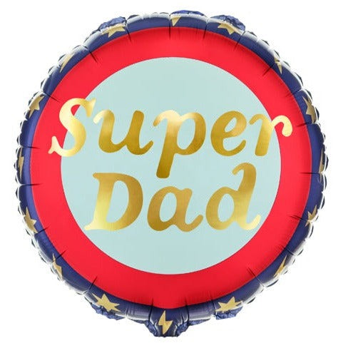 Globo redondo de aluminio de 18 pulgadas con la frase "Super Dad" (Super papá) de PartyDeco USA