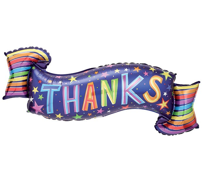 Thanks Rainbow Banner Shape Foil Balloon 40 in.