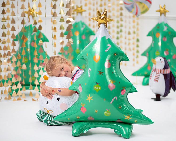 Globo de aluminio con forma de árbol de Navidad de pie, 37 pulgadas.