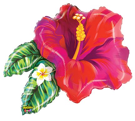 Mighty Tropical Flower Foil Balloon 31 in. - Red