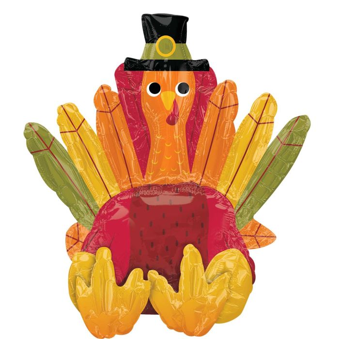 Pilgrim Turkey Sitter Shape Foil Balloon 21 in.