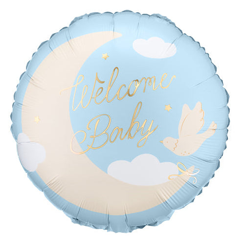 Welcome Baby Blue Round Foil Balloon 18 in.