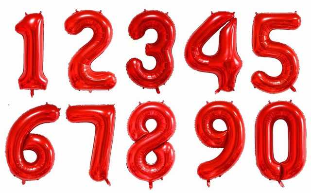 Red Foil Number Balloons (0 to 9) - 34 in.