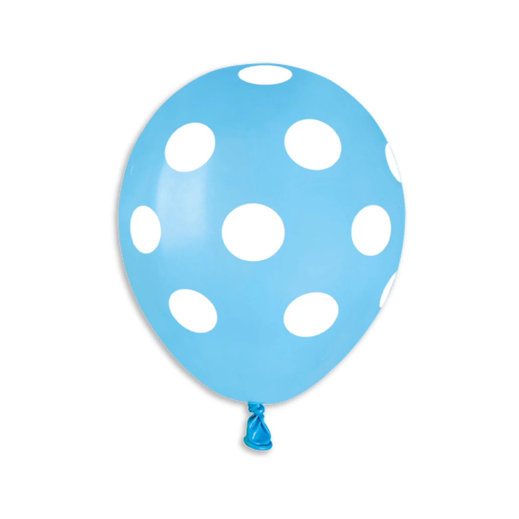 Solid Light Blue Balloon - White Polka Dots 5 in.