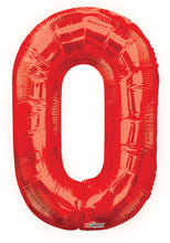 Load image into Gallery viewer, Red Foil Number Balloons (0 to 9) - 34 in.