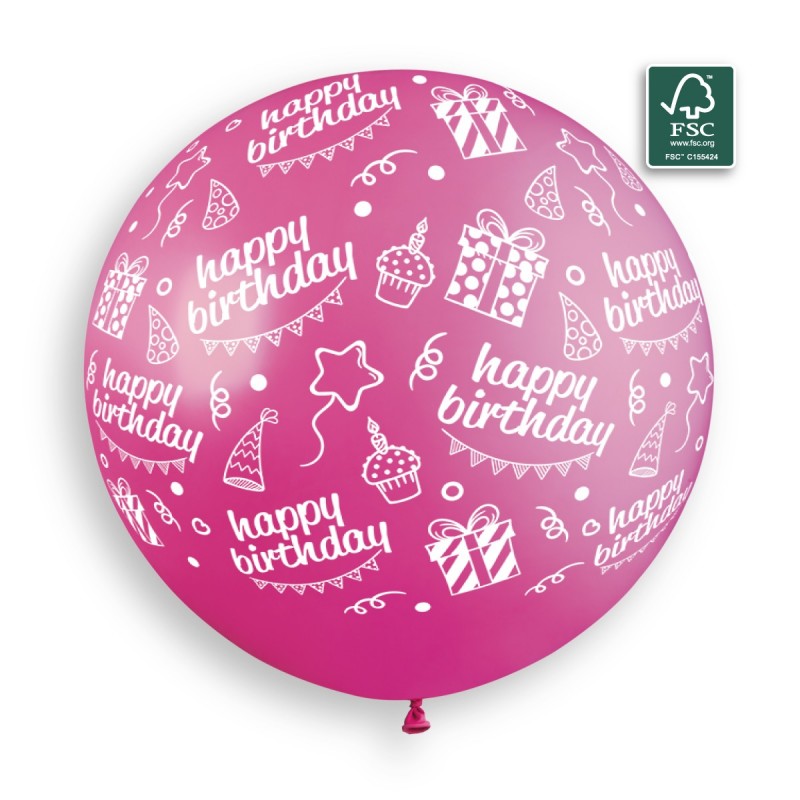Ballons happy birthday fushia