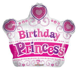 Birthday Princess Crown  Foil Balloon 18 in.