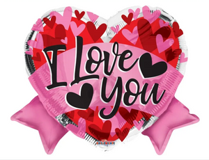 Love Heart with Banner Shape Foil Balloon 18 in.