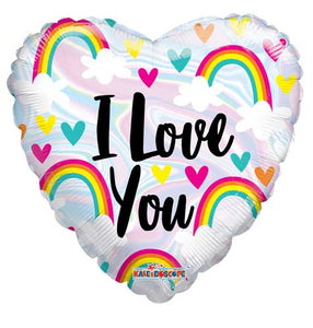 I Love You Rainbow and Hearts Foil Balloon 18 in.
