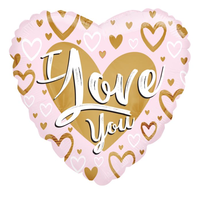Golden Hearts I Love You Foil Balloon 36 in.