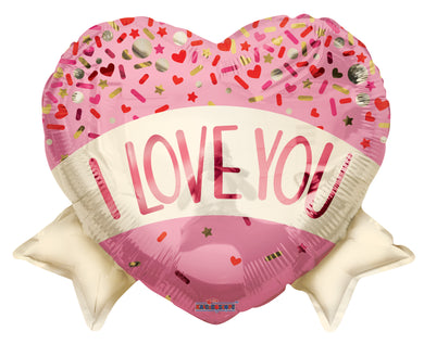 I Love You Heart with Banner Shape Foil Balloon 18 in.