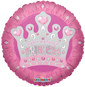 Birthday Princess Tiara Round Foil Balloon 18 in.