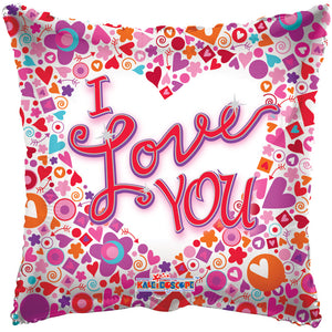 I Love You Mosaic Clear View Balloon 18 in.