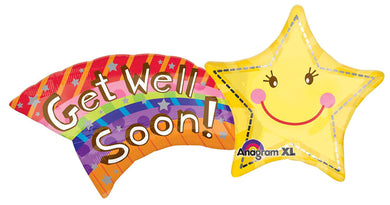 Get Well Shooting Star Foil Balloon 27 in.