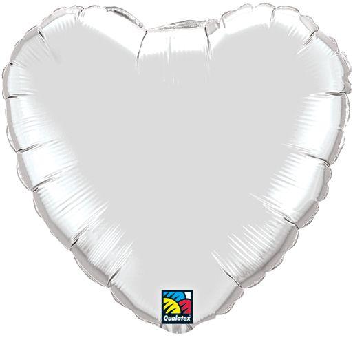 Globos de aluminio con forma de corazón sólido - 36 pulgadas, color plateado