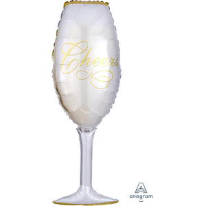 Bubbly Wine Glass Foil Balloon 38 in.