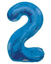 Load image into Gallery viewer, Blue Foil Number Balloons (0 to 9) - 34 in.