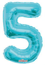 Load image into Gallery viewer, Light Blue Foil Number Balloons (0 to 9) - 14 in.