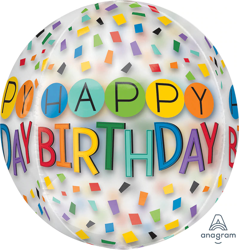 Happy Birthday Rainbow Orbz Balloon 16 in.