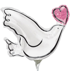 White Dove with Heart Foil Balloon 14 in.